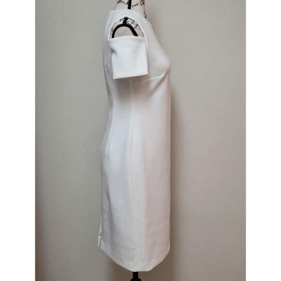CALVIN KLEIN Women's Cold-Shoulder White Scuba Sheath Dress SIZE 6 - Picture 4 of 16